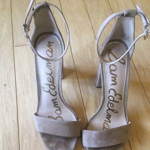Tan sam Edelman yaro block heels, size 10, oatmeal suede